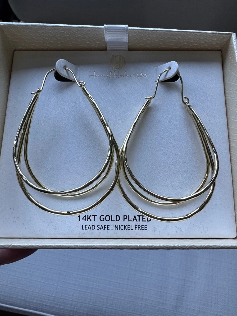 House of Harlow 1960 Gold Layered Teardrop Hoop Earrings